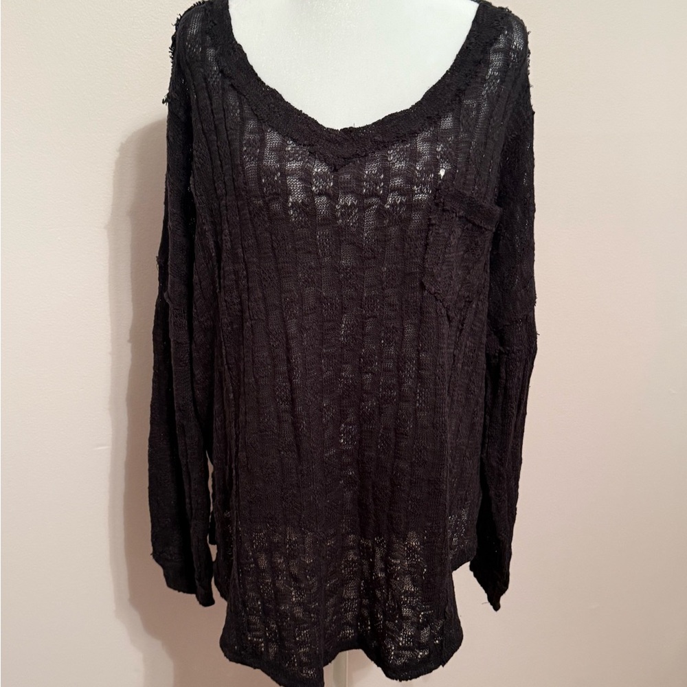 Elegant Black Lace Long Sleeve Top
